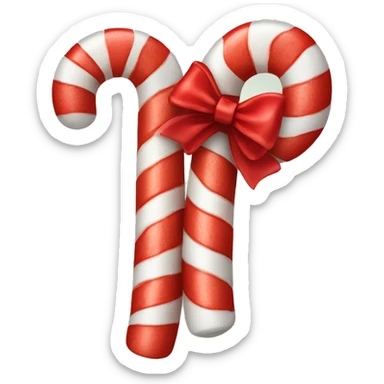 candy cane with red bow sticker