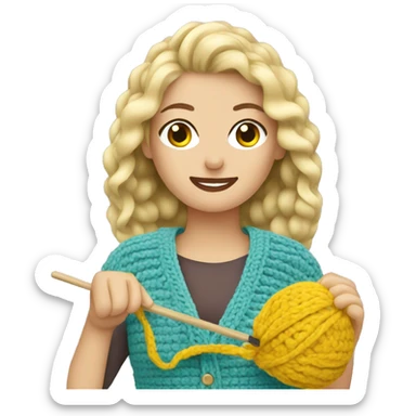 Blonde woman crocheting  sticker