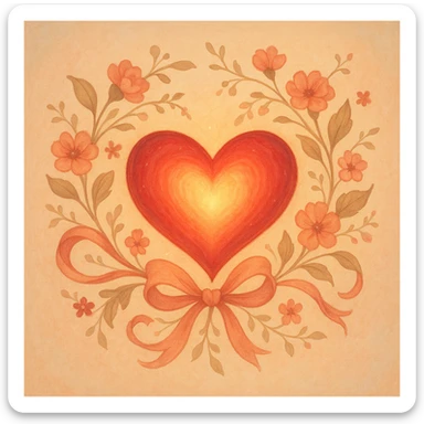 romantic object, symbolizing love, with a heart motif sticker