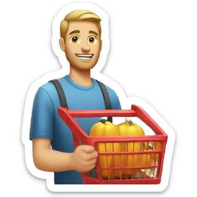 white man with product cart in the supermarket sticker
