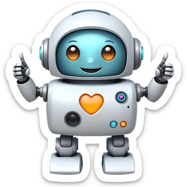 cute girly robot with a big smile, portal design , giving a big thumbs-up sticker