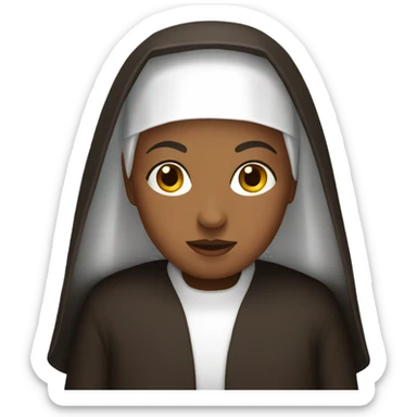a nun with a brown habit sticker