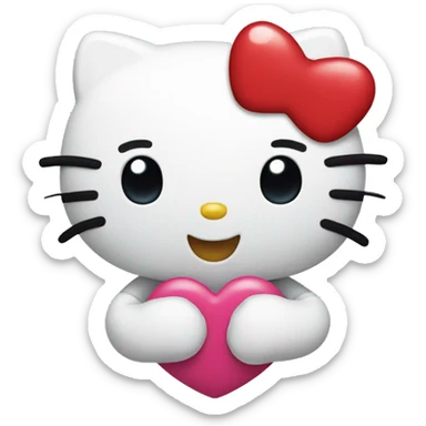 hello kitty with a heart sticker