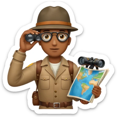 Black man binoculars with leather strap on map sticker