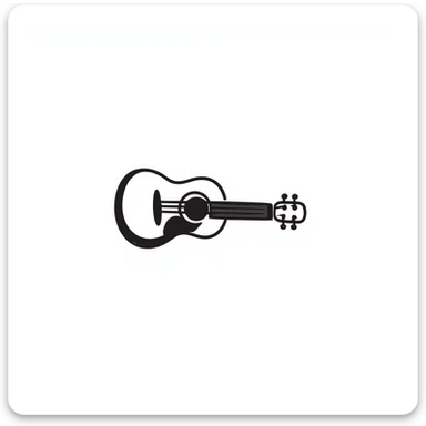 hand-drawn acoustic guitar with strings and sound hole sticker