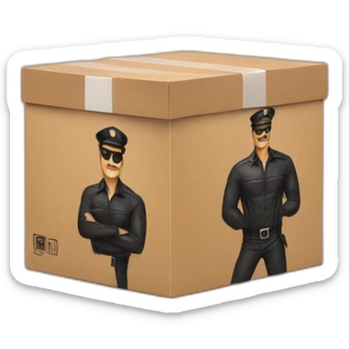 Tom of Finland handles a box sticker