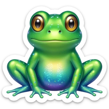 Glitter Green Frog cute sticker