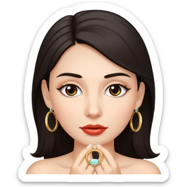 A woman with a ring on the eyebrow and ring on the lower lip. sticker