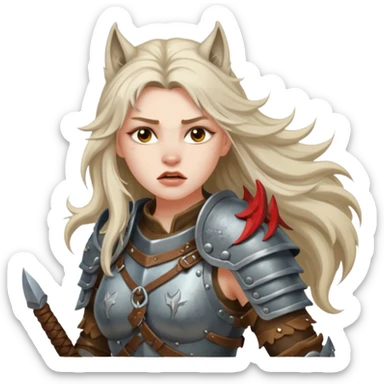 woman barbarian wolf rider sticker