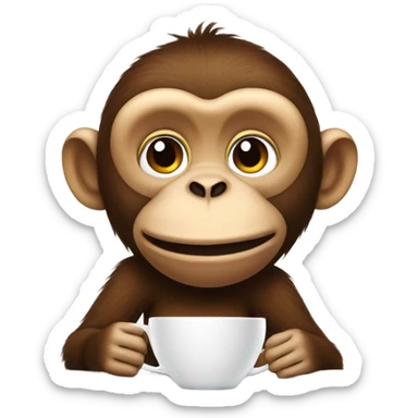 monkey drinking coffe sticker