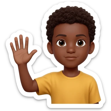 sad not happy black boy waving curly hair sticker