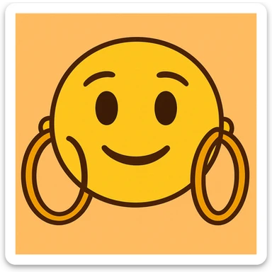 yellow face emoji with oversized hoop earrings sticker