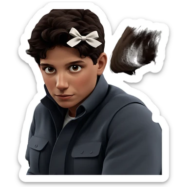 brown hair girl and boy sticker