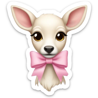 White fawn with a pink pastel bow  sticker