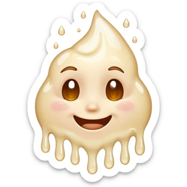 una faccina felice che si scioglie insieme a un liquido bianco sticker