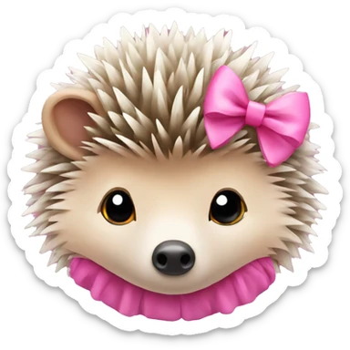 Hedgehog with a pink bow sticker