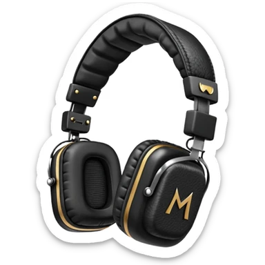 Icon of headphones with square ear pads in the Marshall style. sticker