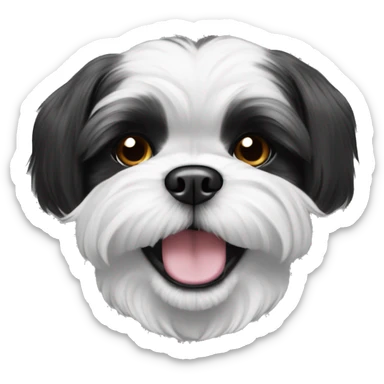 black and white shihtzu smiling sticker