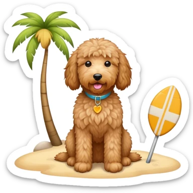 Golden doodle on vacation sticker