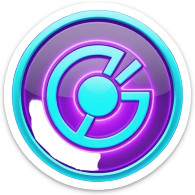 futuristic minimalistic glowing reload symbol, purple and cyan energy glow, dark background, clean modern design, 1:1 aspect ratio, no face sticker