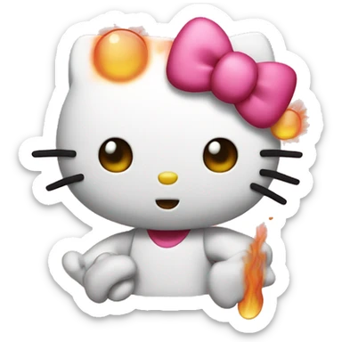 hello kitty with a heat sticker