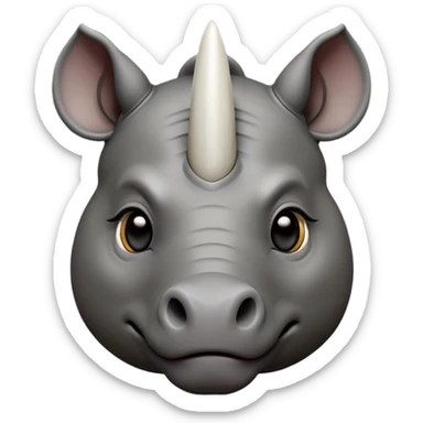 cinematic-noble--rhinoceros-portrait-emoji,slate-grey-hide-poised-and-regal,-with-a-massive,-powerful-build-and-a-thick,--deep-set-soulful-piercing-eyes,-simplified-yet-sharp-and-sophisticated-features,-highly-detailed,-large-black-eyes, white horn, front facing sticker