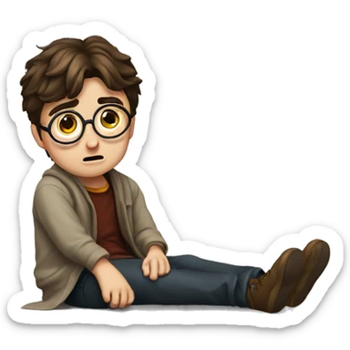 harry potter sitting on the floor and looking down, suprised face sticker