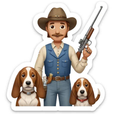 hillbilly basset hound head body of  man with moonshine and gun emoji sticker