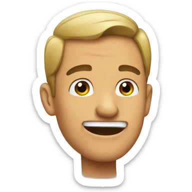 man pointing at his ear sticker