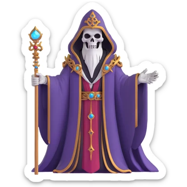 Ainz Ooal Gown undead lich with magical staff and ornate robe sticker