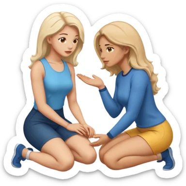 A woman on her knees for another woman sticker
