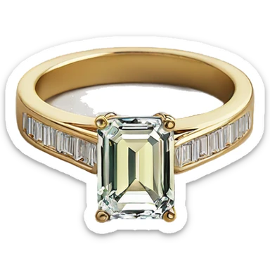 Emerald cut Gold engagement ring ￼ sticker