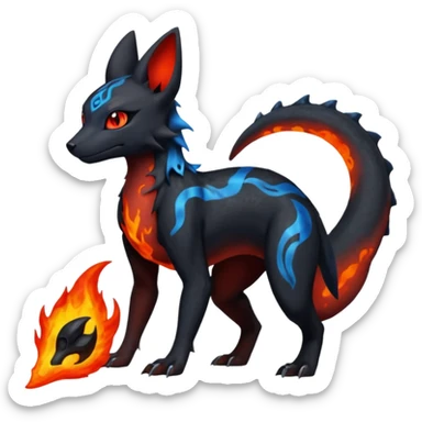 Edgy gothic dark evil volcanic magma-Salandit-Umbreon-Amaura-hybrid-fusion (full body) sticker