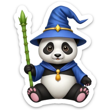 Chcę Pandę która ma czapkę czarownika i która jest kolorach biało-czarnych sticker