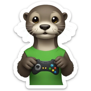 otter playing xbox  sticker
