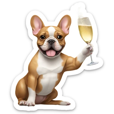 Red gaan French bulldog toasting champagne  sticker