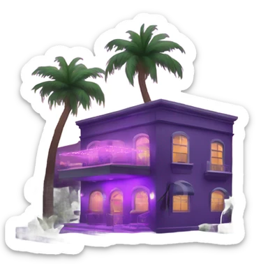 I need a two story night club with purple lights and palm trees named Jaguars sticker