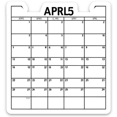 April 2025 calendar page sticker