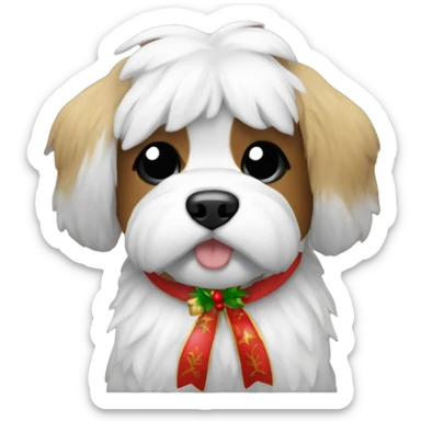 Una Shitzu con moño navideños sticker
