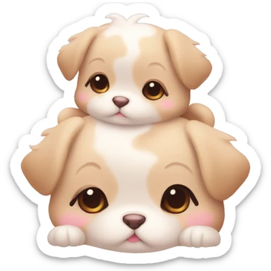 cute kawaii baby dogs with heart sticker