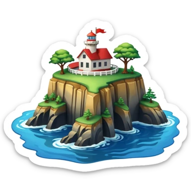 Cape Flattery stylized headland with water meeting, Apple emoji style, no text sticker
