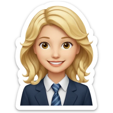 white collar woman with tie, wavy blonde hair sticker
