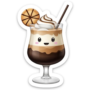 cocktail glass with dark espresso and a marshmallow floating on top sticker