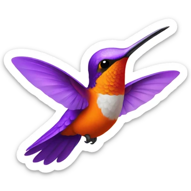 Orange Hummingbird with purple hummingbird sticker