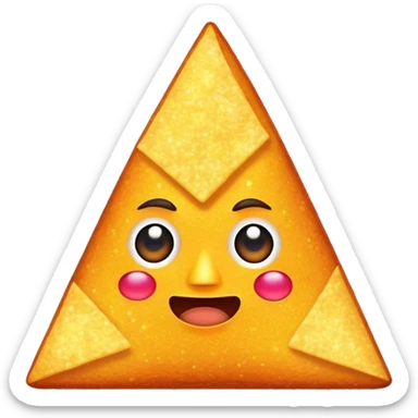 glowing sparkly dorito with face sticker