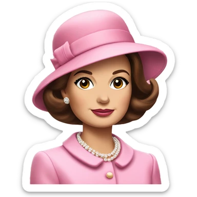 Jackie Kennedy in pink suit and pillbox hat sticker