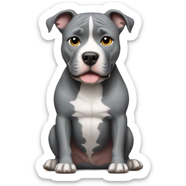 Gray Pitbull sitting sticker