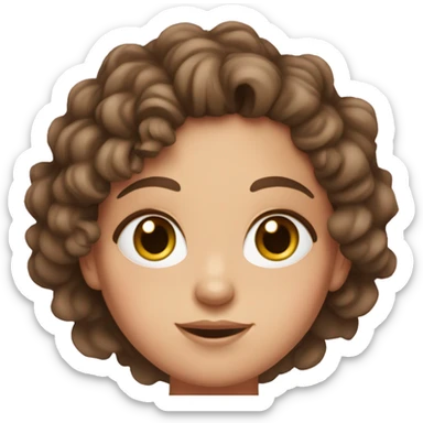 Olive skinned white girl with dark brown eyes + brown curly hair and freckles wearing pink top sticker