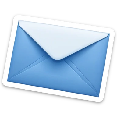 a white postcard in a blue mailing envelope sticker