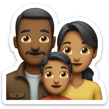 Family of three man and a girl and their son sticker